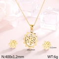 Conjunto dorado de collar y pendientes de copo de nieve con detalles de dimensiones - Dorado(KS132898-KFC)