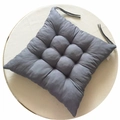 Thick square dark grey seat cushion with quilted tufted design and secure chair ties - [Square] Dark Grey