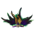 Mardi Gras feather headband with purple green gold sequins and fleur-de-lis motif - Feather Sequin Headband-Purple Green Gold Fleur-de-lis B
