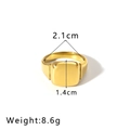 Detailansicht vergoldeter Titanstahlring mit 2,1cm Durchmesser und 8,6g Gewicht - Quadratischer Siegel-Stil (NB-R24056)