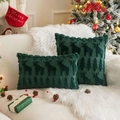 Housses de coussin vert foncé avec broderies de rennes et sapins de Noël - 30*50cm Sans Cœur / Renne Vert de Noël