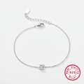 925 sterling silver chain bracelet with a sparkling Z letter zircon charm - Letter Z / White Gold