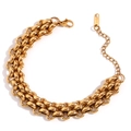 Bracelet à trois couches en acier inoxydable plaqué or 18K avec fermoir mousqueton - Bracelet - Or