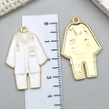 Nurse doctor coat metal charms for jewelry making with white enamel finish - White Lab Coat