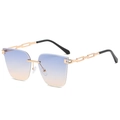 Lunettes de soleil sans monture avec verres dégradés bleu-orange et branches en chaîne - C06 Bleu Jaune Dégradé
