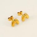 3D balloon style 'M' initial stud earrings in polished 18K gold-plated stainless steel - Letter M