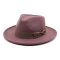 Classic British wool fedora hat with elegant ribbon bow for women in dusty pink - M (56-58cm) / Deep Purple