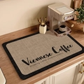 Absorbent coffee machine mat for kitchen counters with Viennese Coffee print on top - Coffee Wake Up