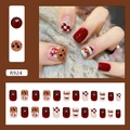 Christmas press-on nails set with red plaid patterns and cute reindeer festive designs - R924 Christmas Magic (Glue Style)