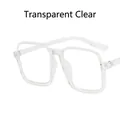 Vintage oversized square sunglasses with transparent frames and clear lenses for women - Transparent White