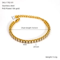 Dettagli del bracciale tennis con zirconi 4mm in acciaio inossidabile oro 18K - Zirconia Bianca