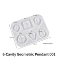 6-cavity geometric resin silicone mold for DIY water drop pendants with size dimensions - 6-Cavity Geometric Pendant (3381) / Translucent White
