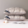 Set of 2 silver-grey tufted hotel pillows with silky luster finish and piped edges - Tufted Grey / 48*74cm (High 950g)