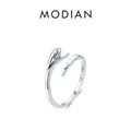 Adjustable S925 sterling silver ring featuring a detailed fishtail design with a polished finish - Adjustable Open (US 7) / Silver