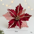 Fiore di Natale rosso scuro da 25cm con paillettes dorate e tessuto a rete - Borgogna