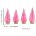 4er-Set 10,5 cm rosa Sisal-Mini-Weihnachtsbäume mit Holzsockel für die Tischdekoration - 4er-Set / Rosa Ohne Schnee