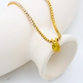 Golden tennis necklace with micro-paved zircons and a large round yellow gemstone pendant - Zircon Tennis Chain / November - Citrine