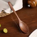 Pointed 18.4cm wooden spoon with dark natural grain for daily dining and soup - Pointed Head Rice Spoon