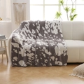Coperta spessa in finta pelliccia motivo mucca grigio e bianco, plaid morbido per divano - 125*160cm (1100g) / Khaki Bianco
