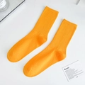 Cotton blend mid-calf socks in bright orange with elastic ribbed cuffs and a cozy fit - One Size / Orange