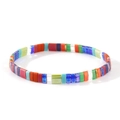 Bohemian Tila bead bracelet featuring colorful tiles and gold metal accents - Colorful Glazed/Gold (TL-B24102601C)