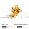Golden 18k gold plated stainless steel cupid angel pendant with measurements and specs - Gold Cupid Pendant PJ93241