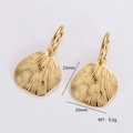 Golden fan-shaped shell earrings in 304 stainless steel measuring 23mm by 20mm - Fan Shell Texture Style (AMLEH222)