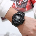 Orologio sportivo nero alla moda per studenti con display digitale-analogico e impermeabile WR30M - Nero