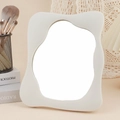 White irregular cloud shaped makeup mirror with a minimalist wavy frame for vanity desks - Irregular Square Makeup Mirror White