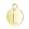 Pendentif rond en acier titane doré avec lettre L évidée pour création bijoux - Or Lettre Creuse L (T514G-L)
