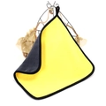 Thick yellow and gray microfiber cleaning cloth with black edging hanging on a wire rack - 20x30cm 400g/㎡ / Grey Yellow