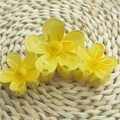 Three-piece set of yellow translucent frangipani hair claws in a trendy candy color style - Triple Petal Flower [Yellow]