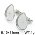 Bases de pendientes de gota de acero inoxidable plateado para creación de joyas DIY - 15*11mm / Color Acero (KLJ4216-Z)
