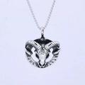 Collier crâne de bélier vintage en argent avec Valknut et runes nordiques sur chaîne - Pendentif F0405 Sans Chaîne - (veuillez Consulter La Page De Détails Pour La Chaîne)