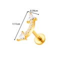 G23 titanium golden curved row zircon stud earring with size labels 0.39cm and 1.11cm - Curved Rhinestone Row Style - Gold (T2543-8#Gold)