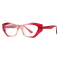Occhiali da sole moderni cat-eye con montatura trasparente sfumata rosa e rossa - Montatura Sfumata Rossa Lente Trasparente