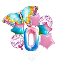 Colorful butterfly balloon set with gradient number zero for birthday party decoration - Butterfly Gradient Number 0