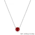 S925 Sterling Silber Halskette mit 6mm rundem granatrotem Rosenschliff-Anhänger - S925 Sterlingsilber (6mm)