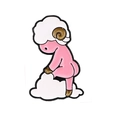 Broche de oveja rosa de dibujos animados con cuernos dorados y detalle de lana - CC472-Corderito Rosa Escondido en las Nubes