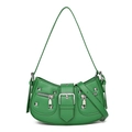 Y2K bright green shoulder bag with silver rivets and metallic buckle details - Green