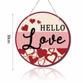 Detail of 30cm wooden Valentine's door hanger with colorful hearts and HELLO Love text - HELLO Love Style (QRJ-GP-007-1)