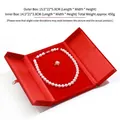 Red velvet jewelry box for necklaces and rings, dimensions 15.5x22x5.0cm, weight 450g - No. 1 / Jujube Red Necklace Set Box