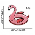 Detail view of 6cm pink flamingo embroidery patch with size and weight specs - Pink Flamingo Style (30#)