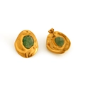 Orecchini irregolari in oro e acciaio inossidabile con pietre verdi naturali - Oro 18K/Acciaio Inossidabile / Avventurina Verde
