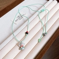 Mignon collier pendentif chiot dalmatien avec cordon vert clair et perles colorées - Chien à Taches en Céramique - Vert (16#)