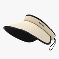 Foldable beige open top sun hat with wide brim and black trim for UV protection - Adjustable / Yellow (24H131 Yellow)