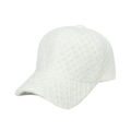 Elegant white lace textured baseball cap with knit diamond pattern for women - White