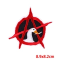 Punk goose embroidery patch with red anarchy symbol and knife detail 8.9x8.2cm - Goose Anarchy / 8.9x8.2cm