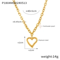 Diagramme technique montrant les dimensions du pendentif cœur or et du collier perle - Coeur avec Perle / Doré