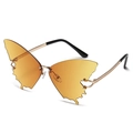 Rimless butterfly sunglasses with yellow orange gradient lenses and gold metal frame - Gold Frame Gradient Orange C9